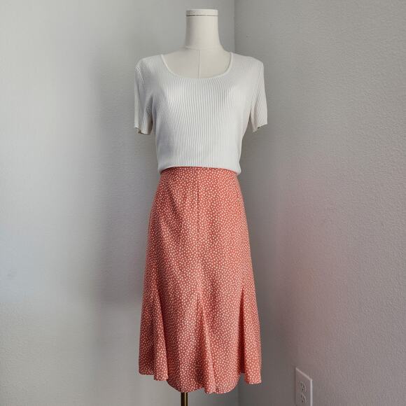 Vintage Orange Mottled Polka Dot High Waisted Fit and Flare Skirt 10 - Picture 1 of 9